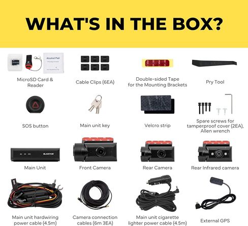 BlackVue DR770X Box-3CH Pro 64GB Dash Cam - 3 كاميرات صغيرة (Full HD أمامي-داخلي-خلفي) + صندوق تسجيل آمن، وضع انتظار السيارات، بطاقة SD مجانية، سعة تصل إلى 512 جيجابايت، واي فاي، نظام تحديد المواقع العالمي (GPS)، كاميرا القيادة ذات الميزات السحابية in Kuwait