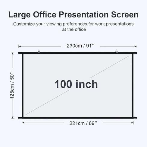 Projection Screen 100“ Portable Projector Screen Indoor Movie Screen with 16:9 4K Full HD Outdoor Projector Screens Wall mounting White Screen for Office presentations Home Theater in Kuwait