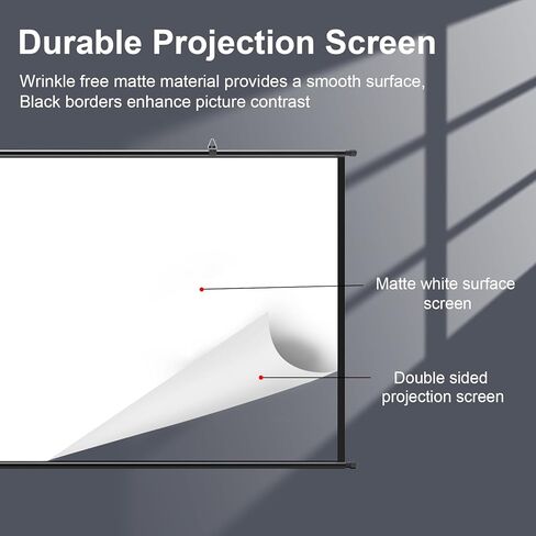 Projection Screen 100“ Portable Projector Screen Indoor Movie Screen with 16:9 4K Full HD Outdoor Projector Screens Wall mounting White Screen for Office presentations Home Theater in Kuwait