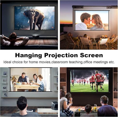 Projection Screen 100“ Portable Projector Screen Indoor Movie Screen with 16:9 4K Full HD Outdoor Projector Screens Wall mounting White Screen for Office presentations Home Theater in Kuwait