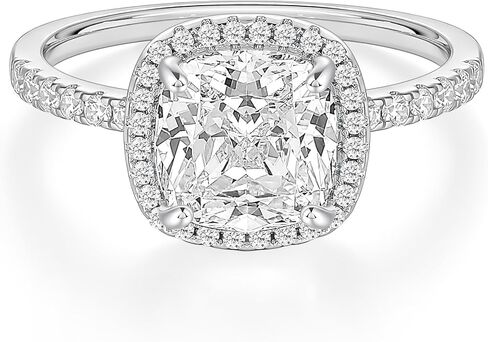 EAMTI 3.5CT 925 Sterling Silver Rings Cushion Cut Cubic Zirconia CZ Engagement Rings Wedding Bands for Women Promise Rings for Her Size 3-13 in Saudi Arabia