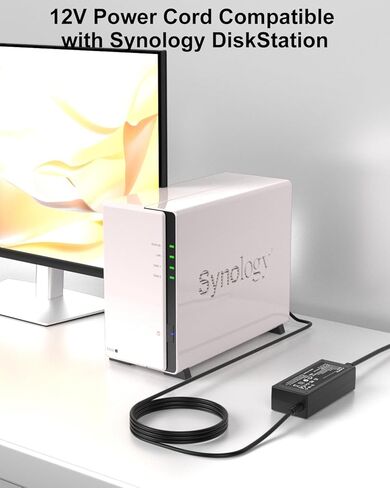 محول تيار متردد/تيار مستمر 12 فولت متوافق مع Synology DS223j DS223 DS225+ DS225 DS224+ DS220+ DS220j DS218+ DS214 DS213 DS212 DS216 DS118، WD My Cloud EX2 Qnap TS212 TS221 TS251 كابل سلك إمداد الطاقة in Kuwait
