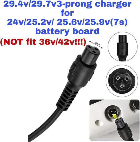 [Verified Fit] 29.4V 1.5A/ 1A 3-Prong Charger for Hover-1 Swagtron Jetson 24V/ 25.2V/ 25.9V Li-thium Battery (NOT for 36V/ 42V!) Power Adapter Replacement Charger in Kuwait