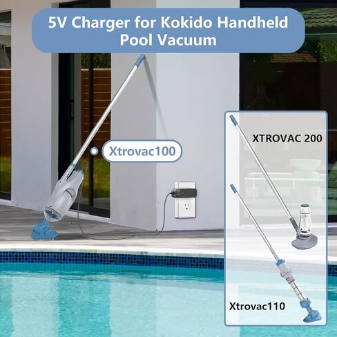 شاحن محول 5 فولت لمكنسة Kokido المحمولة لحمام السباحة متوافق مع Kokido Xtrovac 100 110 200 Telsa 5 سلك طاقة لاسلكي قابل لإعادة الشحن لحمام السباحة in Kuwait