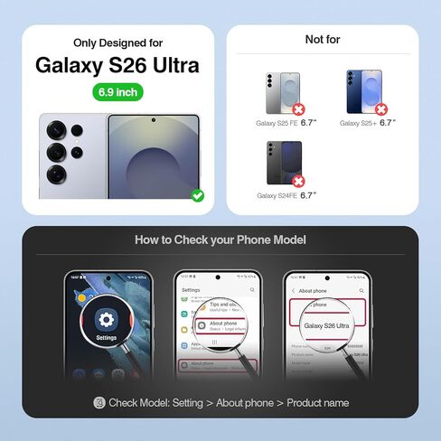 SkyEagle متوافق مع Magsafe 2 في 1 قابل للفصل Samsung Galaxy S26 Ultra Wallet Case حامل بطاقة للنساء والرجال، جراب هاتف من جلد البولي يوريثان المغناطيسي المقاوم للصدمات RFID يمنع الوجه وفتحات الائتمان، بني in Kuwait