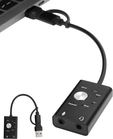 بطاقة صوت من النوع C إلى الصوت من SUNGOOYUE، محول صوت USB خارجي 7.1 قناة مع سماعة أذن ومقبس ميكروفون، لأنظمة التشغيل in Kuwait
