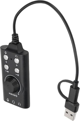 SUNGOOYUE USB Type C External Sound Card, Adjustable Volume Voice Changer with Noise Reduction Chip, for Laptop Phone Live Streaming Karaoke Recording in Kuwait