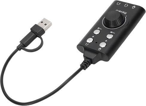 SUNGOOYUE USB Type C External Sound Card, Adjustable Volume Voice Changer with Noise Reduction Chip, for Laptop Phone Live Streaming Karaoke Recording in Kuwait