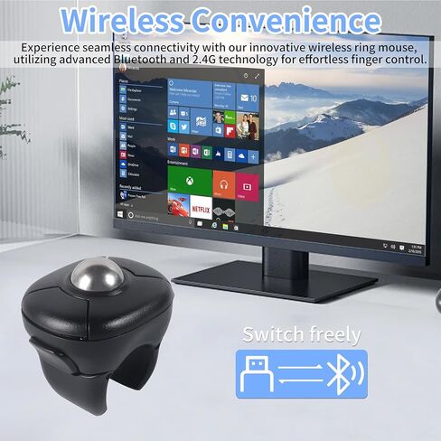 elec Space Wireless Ring Mouse - Creative Air Finger Trackball for Tablets & Phones, Bluetooth & 2.4G Connectivity, Ideal for Video Streaming, Remote Photography, and Music Control in Kuwait