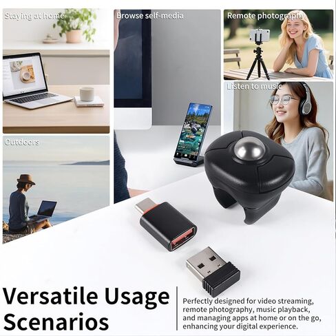 elec Space Wireless Ring Mouse - Creative Air Finger Trackball for Tablets & Phones, Bluetooth & 2.4G Connectivity, Ideal for Video Streaming, Remote Photography, and Music Control in Kuwait