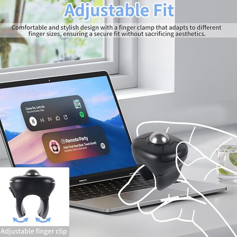 elec Space Wireless Ring Mouse - Creative Air Finger Trackball for Tablets & Phones, Bluetooth & 2.4G Connectivity, Ideal for Video Streaming, Remote Photography, and Music Control in Kuwait