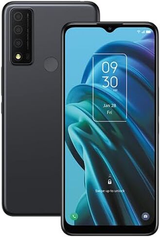 TCL 30 XE 5G T767W سعة تخزين 64 جيجابايت وذاكرة الوصول العشوائي 4 جيجابايت وشاشة 6.52 بوصة عالية الدقة + هاتف ذكي غير مقفل 5G أندرويد 12 أسود (متجدد) in Kuwait