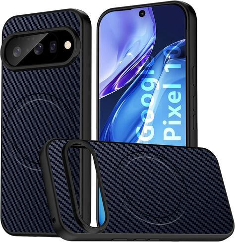 حافظة إصدار Google Pixel 10 2025 - متوافقة مع الشحن اللاسلكي، كمبيوتر نحيف مقاوم للصدمات مع نسيج من ألياف الكربون [أزرق داكن] MUS-TQCX-09-03 in Kuwait