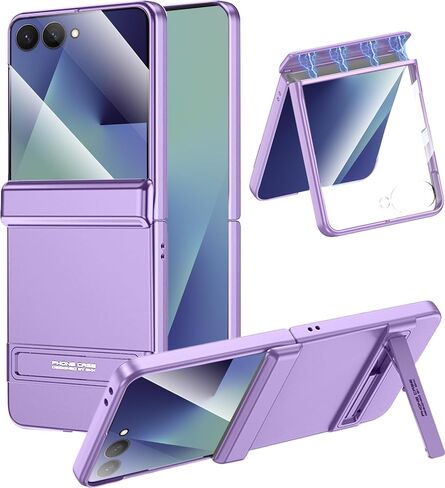 حافظة NINKI لهاتف Samsung Galaxy Z Flip 7 مع مسند مخفي ومفصل مغناطيسي، رفيعة رفيعة مع واقي شاشة بتغطية كاملة ZFlip 7 حافظة هاتف Samsung Z Flip 7 مع حامل - أرجواني in Kuwait