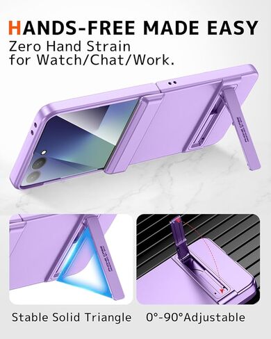حافظة NINKI لهاتف Samsung Galaxy Z Flip 7 مع مسند مخفي ومفصل مغناطيسي، رفيعة رفيعة مع واقي شاشة بتغطية كاملة ZFlip 7 حافظة هاتف Samsung Z Flip 7 مع حامل - أرجواني in Kuwait