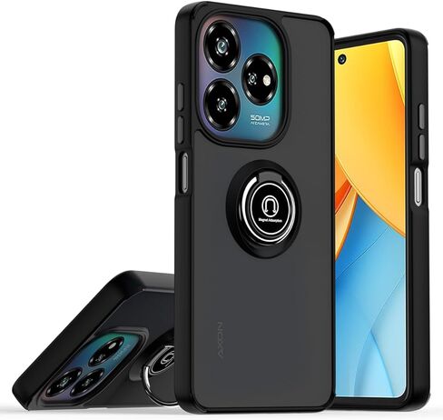 حافظة QUIETIP متوافقة مع ZTE Axon 60 Lite مع واقي شاشة، TPU + غطاء حامل حامل على شكل حلقة مغناطيسية من البولي كربونات الصلب، أسود in Kuwait