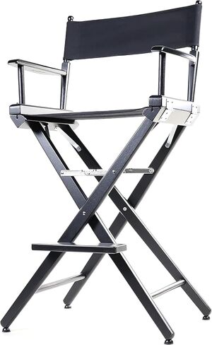 Filmcraft Tall Black Director’s Chair – Professional Folding Makeup Artist Chair with Canvas Seat & Back – Hollywood Film Set, Photography Studio & Hair Stylist Director Chair Black Canvas in Saudi Arabia