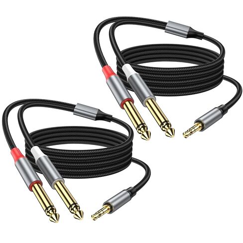 كابل ستيريو 1/8 بوصة إلى 1/4 بوصة 3.3FT، 1/8 بوصة TRS ستيريو إلى كابل TS Mono Y مزدوج 1/4 بوصة للهواتف الذكية، الخلاط، الكمبيوتر الشخصي، مشغل الأقراص المضغوطة، مكبرات الصوت ونظام ستيريو منزلي in Kuwait