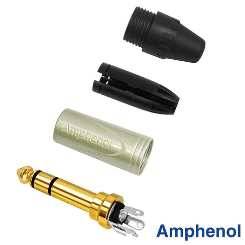 وحدتان - 4 أقدام - كابل WBC-PRO-Quad فائق الصمت والمرن ومتوازن للغاية مع Amphenol QS3P-AU ¼ بوصة (6.35 مم) مقابس هاتف ستيريو TRS ذهبية مستقيمة وسترة تويد سوداء in Kuwait