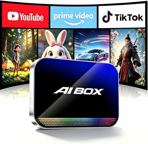 Wireless CarPlay Android Auto Adapter AI Magic Box with Net-Flix YouTube TikTok, Built-in Play Store and Screen Mirroring, Plug and Play Video Adapter for OEM Factory Wired CarPlay Vehicles in Kuwait