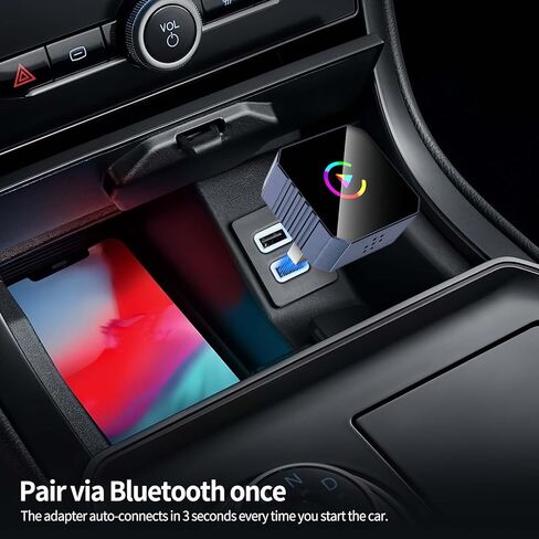 محول CarPlay اللاسلكي لأجهزة iPhone/Android، محول سلكي صغير تمت ترقيته إلى محول لاسلكي لـ Apple Car Play، توصيل Android التلقائي وتشغيل اتصال مستقر، لا يوجد زمن انتقال لنظام iOS 10+ Android 11+ إلى الشاشة مع USB C in Kuwait