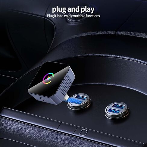 محول CarPlay اللاسلكي لأجهزة iPhone/Android، محول سلكي صغير تمت ترقيته إلى محول لاسلكي لـ Apple Car Play، توصيل Android التلقائي وتشغيل اتصال مستقر، لا يوجد زمن انتقال لنظام iOS 10+ Android 11+ إلى الشاشة مع USB C in Kuwait