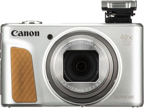 كاميرا Canon PowerShot SX740 HS الرقمية (فضية) 20.3 ميجابكسل، تكبير بصري 40x، فيديو بدقة 4K UHD، واي فاي وبلوتوث، كاميرا سفر مدمجة Point & Shoot + بطاقة SD سعة 64 جيجابايت + حقيبة مبطنة + قطعة قماش من الألياف الدقيقة in Kuwait