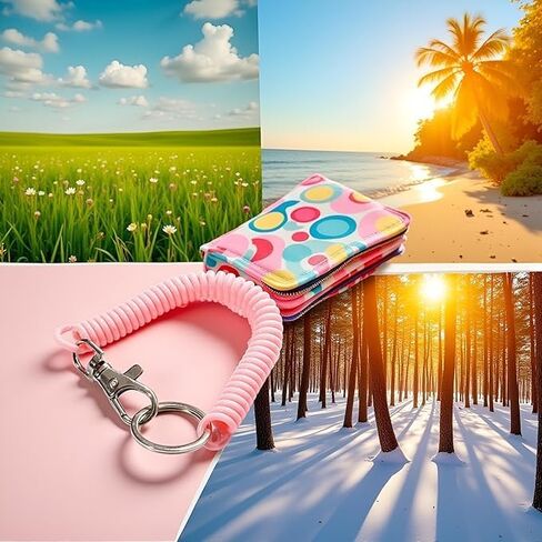 Pink Coil Springs Keychain, Spiral Retractable Spring Coil Keychain, Cellphone Snap Hook Holder Cord Key Chain Holder, for Keys Wallet, Jewelry Clasps in Kuwait