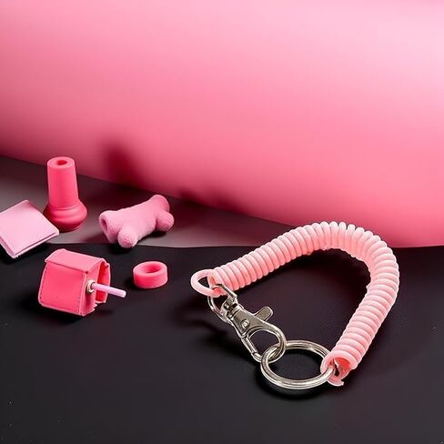 Pink Coil Springs Keychain, Spiral Retractable Spring Coil Keychain, Cellphone Snap Hook Holder Cord Key Chain Holder, for Keys Wallet, Jewelry Clasps in Kuwait