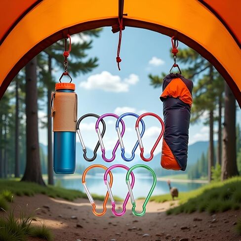 Carabiner Clip, 5Pcs Large 4" Aluminum Keychain Hook,Spring Snap Key Chain Clip for Outdoor Use Durable Carabeaner Keychain Clip for Outdoors Keychains Accessory,Mini Carabiner in Kuwait