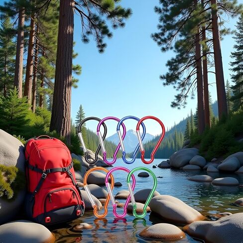 Carabiner Clip, 5Pcs Large 4" Aluminum Keychain Hook,Spring Snap Key Chain Clip for Outdoor Use Durable Carabeaner Keychain Clip for Outdoors Keychains Accessory,Mini Carabiner in Kuwait