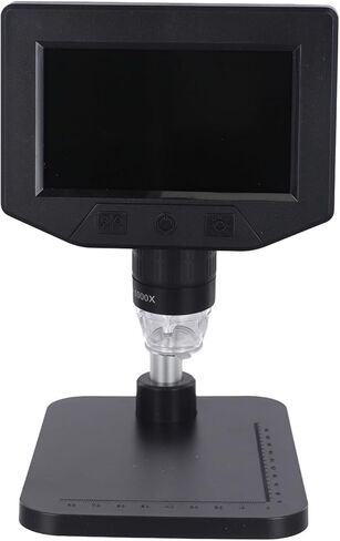 مجهر رقمي بشاشة LCD مقاس 4.3 بوصة، تكبير 50-1000X، تسجيل فيديو 1080 بكسل، 8 مصابيح LED قابلة للتعديل، فحص خطأ العملة المعدنية بوصلة USB، أحجار كريمة، نباتات، تعليم، أسود in Kuwait