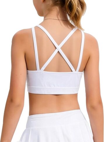 Girls Training Bra Kids Strappy Scoop Neck Sports Bra for Teens Comfort Dance Yoga Crop Tops in Saudi Arabia