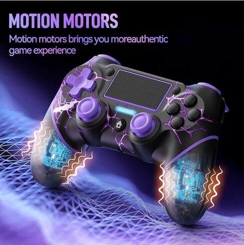وحدة تحكم لاسلكية لوحدات تحكم PS4/Pro/Slim، وحدة تحكم في الألعاب مع مستشعر حركة 6 محاور/وظيفة المشاركة/كابل شحن - Lightning in Kuwait