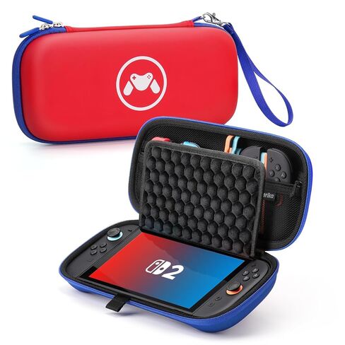 Zerika Case for Nintendo Switch 2 with Honeycomb Lid Protection, 10 Game Card Slots Switch 2 Accessories Portable Hard Shell Pouch Carrying Shockproof Bag Gifts for Adults Kids (Red) in Saudi Arabia