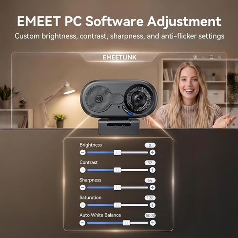 كاميرا ويب EMEET C100 1080P للكمبيوتر الشخصي، تركيز ثابت، مجال رؤية 66 درجة، ميكروفون مدمج، غطاء للخصوصية، مشبك معدني محمول، كاميرا كمبيوتر للمكتب المنزلي، التعلم عبر الإنترنت، الاجتماعات، البث، سطح المكتب، الكمبيوتر المحمول، USB-A للكمبيوتر الشخصي in Kuwait
