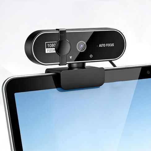 1080P HD Webcam for PC with Microphone & Noise Cancellation, 99° FOV, 360° Rotatable Head 180° Adjustable Clip, Plug & Play USB Camera for Conferencing, Classes, Calling, Skype, Facetime in Kuwait