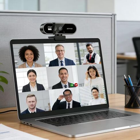 1080P HD Webcam for PC with Microphone & Noise Cancellation, 99° FOV, 360° Rotatable Head 180° Adjustable Clip, Plug & Play USB Camera for Conferencing, Classes, Calling, Skype, Facetime in Kuwait