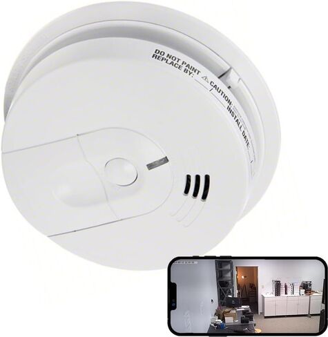 2K 1440p HD 60 Days Battery Powered Wi-Fi Nanny Smoke Alarm Spy Camera Mobile View with 32GB SD Card Included - 4618 Model/Video Only (No Audio) in Kuwait