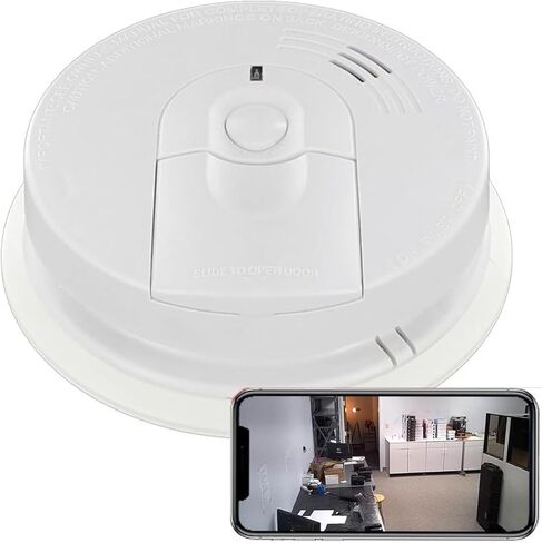 2K 1440p HD 60 Days Battery Powered Wi-Fi Nanny Smoke Alarm Spy Camera Mobile View with 32GB SD Card Included - 4618 Model/Video Only (No Audio) in Kuwait