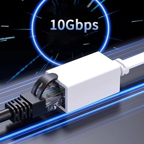 Cat7 Networking Extension Cable 10Gbps 90 Degree Down Angled RJ45 Male to Female Shielded Ethernet Connector Extension Cable (White, 50cm, White Straight Head) in Kuwait