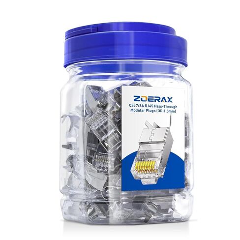 50 حزمة Cat7 Cat6A محمية عبر موصلات RJ45، قابس وحدات CAT7 مطلي بالذهب ثلاثي الشق لكابل إيثرنت STP/FTP صلب أو مجدول (فضي) in Kuwait