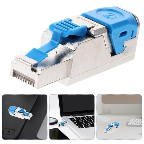 Operitacx Shielded Cat7 Pass Through Rj45 Connector Plug, Tool-Free Modular Ethernet Network Cable End for Gigabit Network, Compatible with Cat6a/7/8 Ethernet Cables, Suitable for Network in Kuwait