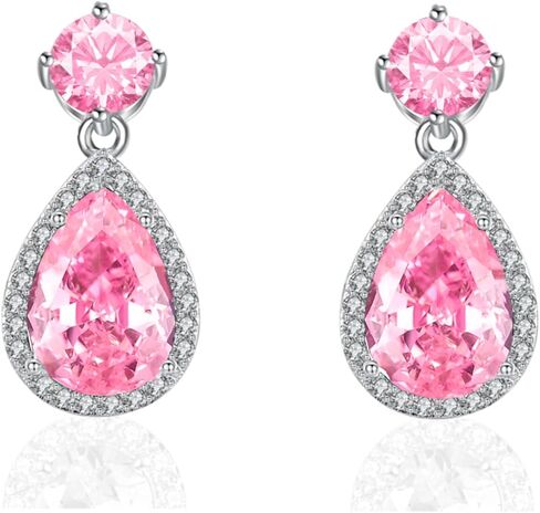VONSSY Drop Dangle Earrings | Gemstones Waterdrop Teardrop White Gold Plated Crystal Hanging Cubic Zirconia Hypoallergenic Earrings | Stylish Jewelry Gift for Mother Daughter Wife in Saudi Arabia