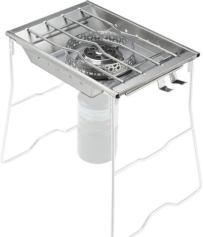 CAMPINGMOON Propane Top Stove Plate Stainless Steel Frame IGT Table Top Gas Burner Windproof Recessed Design for Camping CK-25PG+PG-4 Gas not Included in Kuwait
