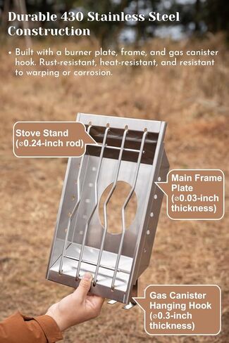 CAMPINGMOON Propane Top Stove Plate Stainless Steel Frame IGT Table Top Gas Burner Windproof Recessed Design for Camping CK-25PG+PG-4 Gas not Included in Kuwait