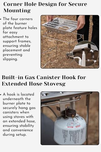 CAMPINGMOON Propane Top Stove Plate Stainless Steel Frame IGT Table Top Gas Burner Windproof Recessed Design for Camping CK-25PG+PG-4 Gas not Included in Kuwait
