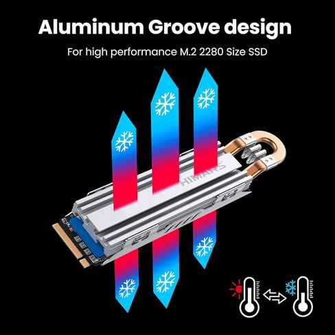 HIMARS PS5 Heatsink، M.2 NVME SSD Heatsink for PS5 Slim/PS5 Pro داخلي PCIe M.2 NVMe Gaming SSD، سبائك الألومنيوم المغنيسيوم مصممة مع تبديد كبير للحرارة [US-M22] in Kuwait