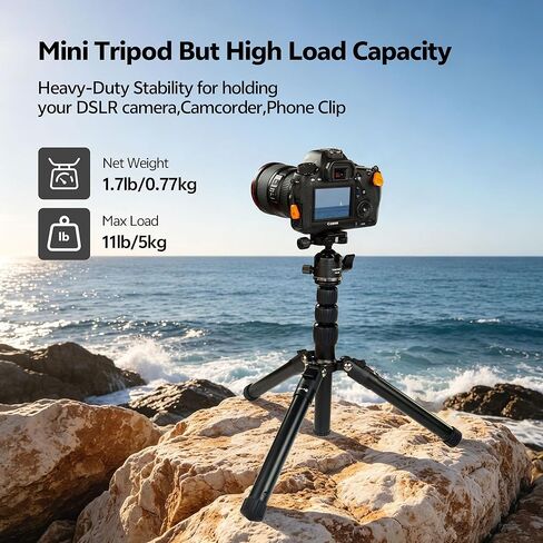 TONYBOO Mini Tripod for Camera, 51.6" Portable Travel Tripod with Fully Detachable Design, Heavy Duty 11lbs Load Capacity, 6-Section Compact Tripod with 1/4" Mount for DSLR,Action Camera,Vlogging in Kuwait