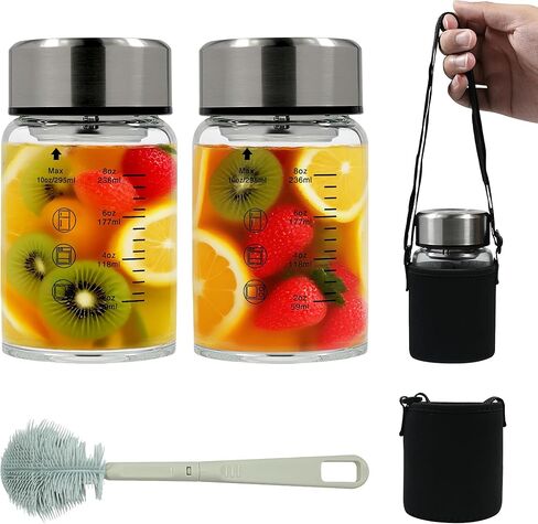 Glass Juice Water Bottles 4 Pack 20 OZ,Wide Mouth Glass Water Bottles with Lids and Sleeve,for Juicing, Smoothies, Milk, Protein, Reusable, Leak Proof, Shaker bottle in Saudi Arabia